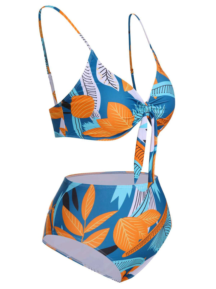 This 1940s Spaghetti Strap Print Swimsuit &amp; Cover-Up carries 1940s vacation dreams in every stitch