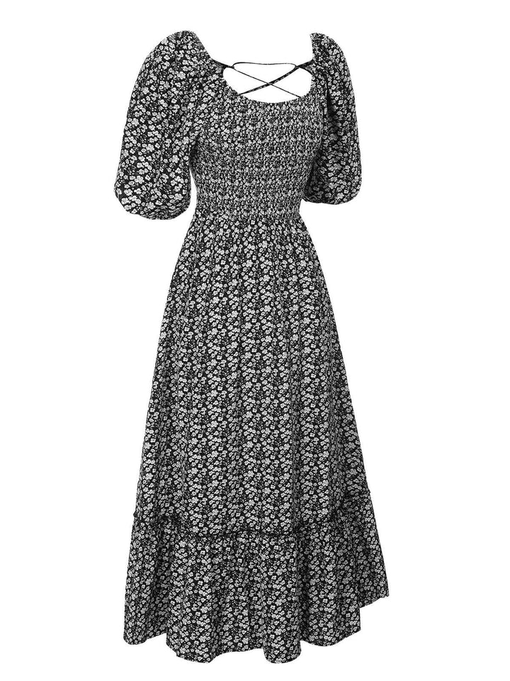 1940s Square Neck Backless Dress: where 1940s romance meets her modern spirit