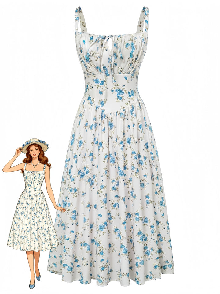 Elegant 1940s Vintage Floral Dress 2