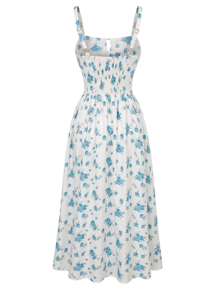 Elegant 1940s Vintage Floral Dress 4