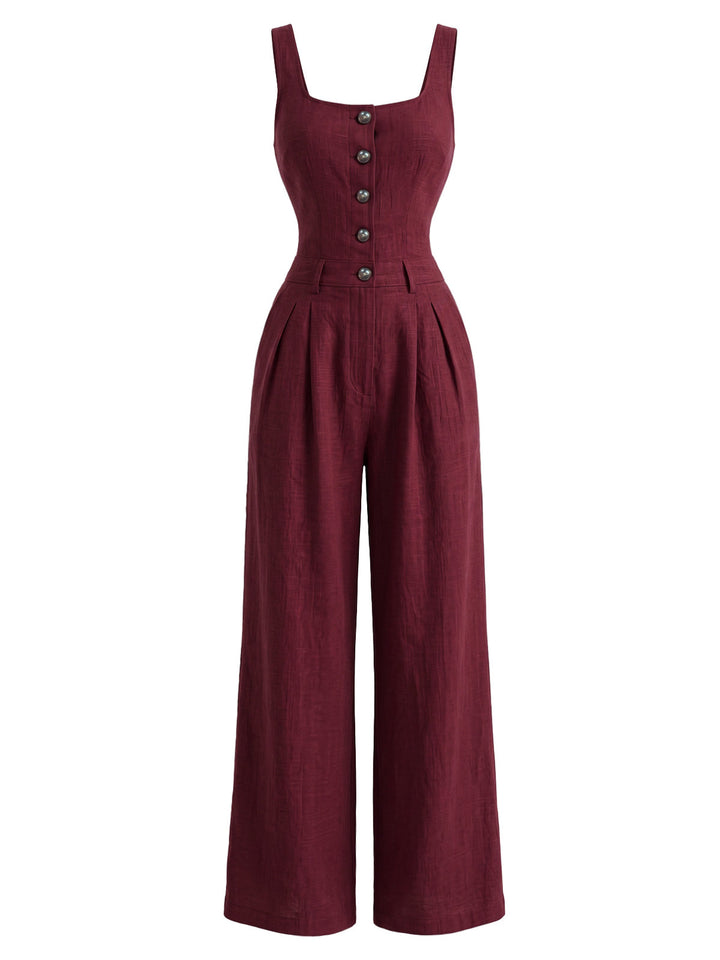 1940s Square Neck Vintage Classic Jumpsuit 4