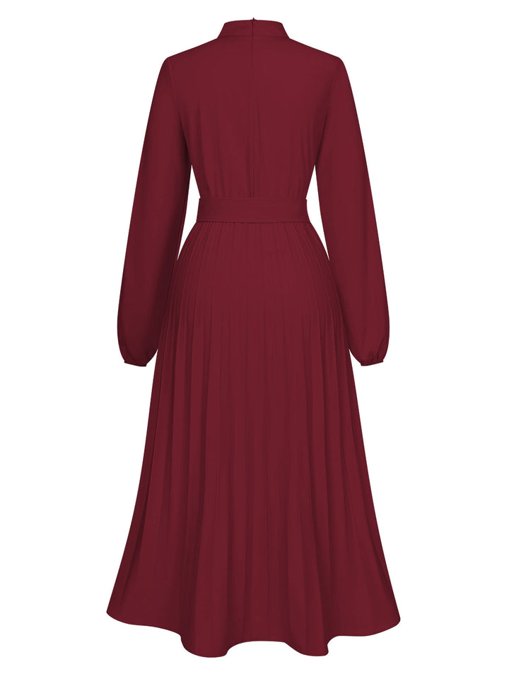 1940s Stand Collar Solid Pleated Dress, vintage dress, retro fashion - perfect for women who love vintage and retro fashion