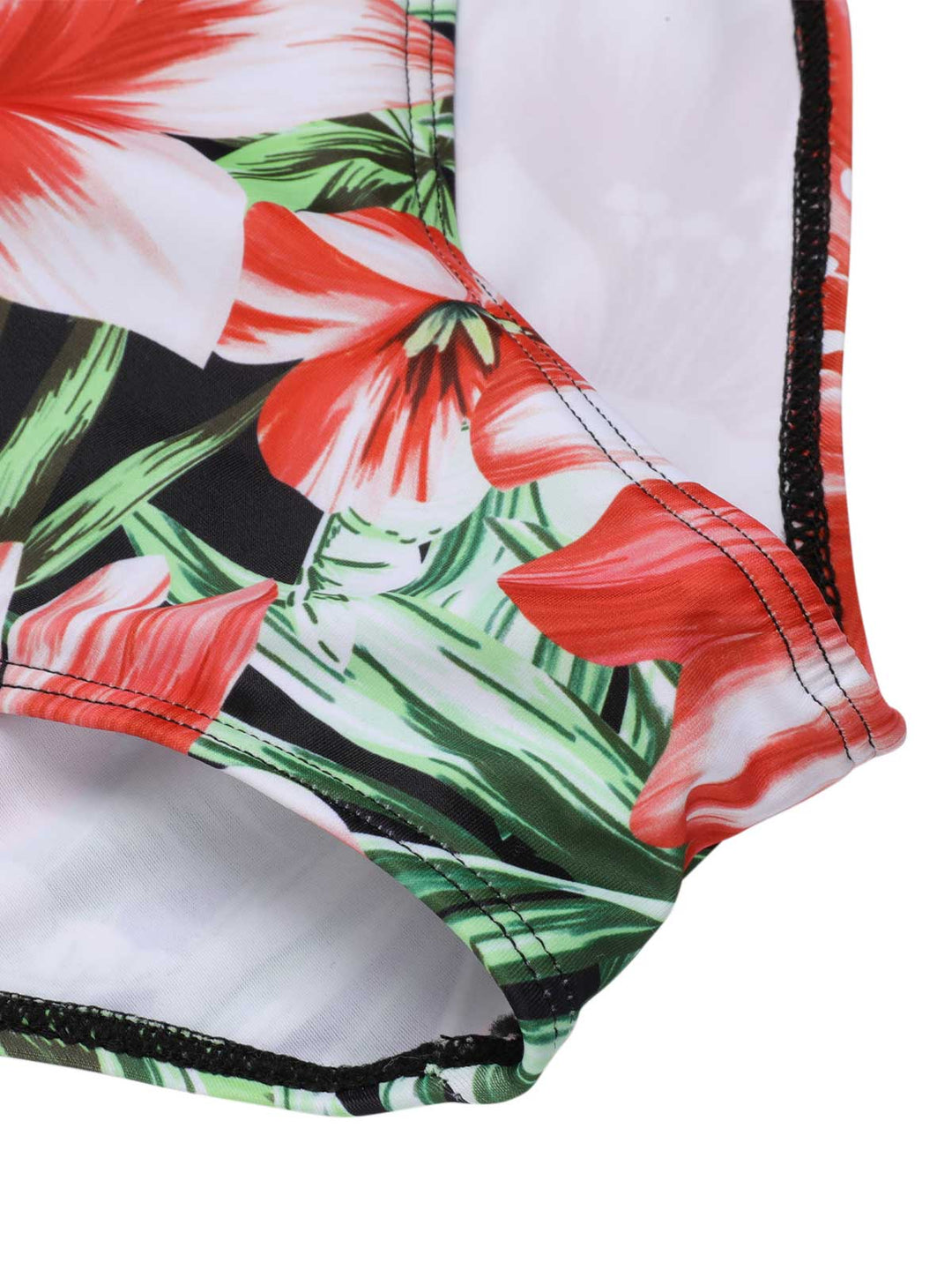 [Plus Size] 1940s Strap Flowers One-Piece Swimsuit