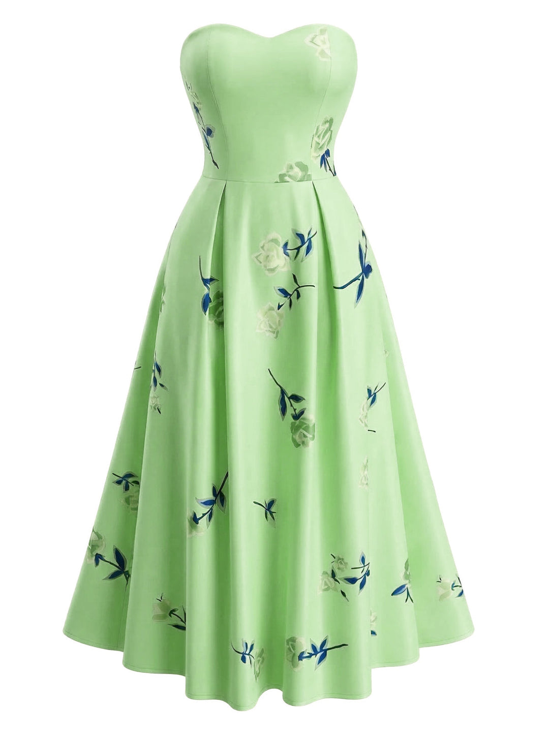 1940s Strapless Floral High Waist Swing Dress - vintage dress, retro fashion, rockabilly, pin-up fashion for vintage lovers