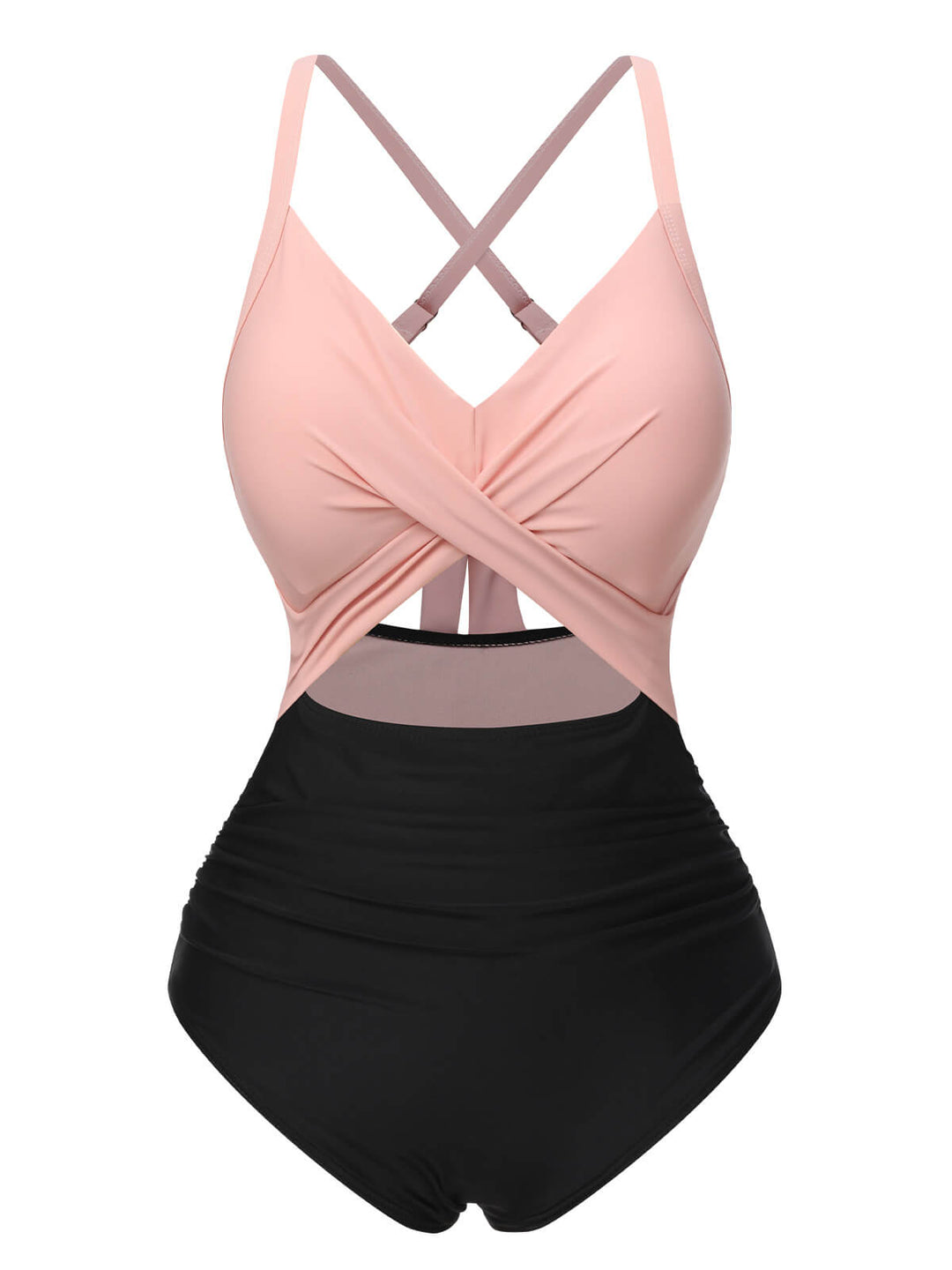 1940s Stripe Patchwork Hollow One-Piece Swimsuit — 1940s poolside glamour meets sun-drenched confidence