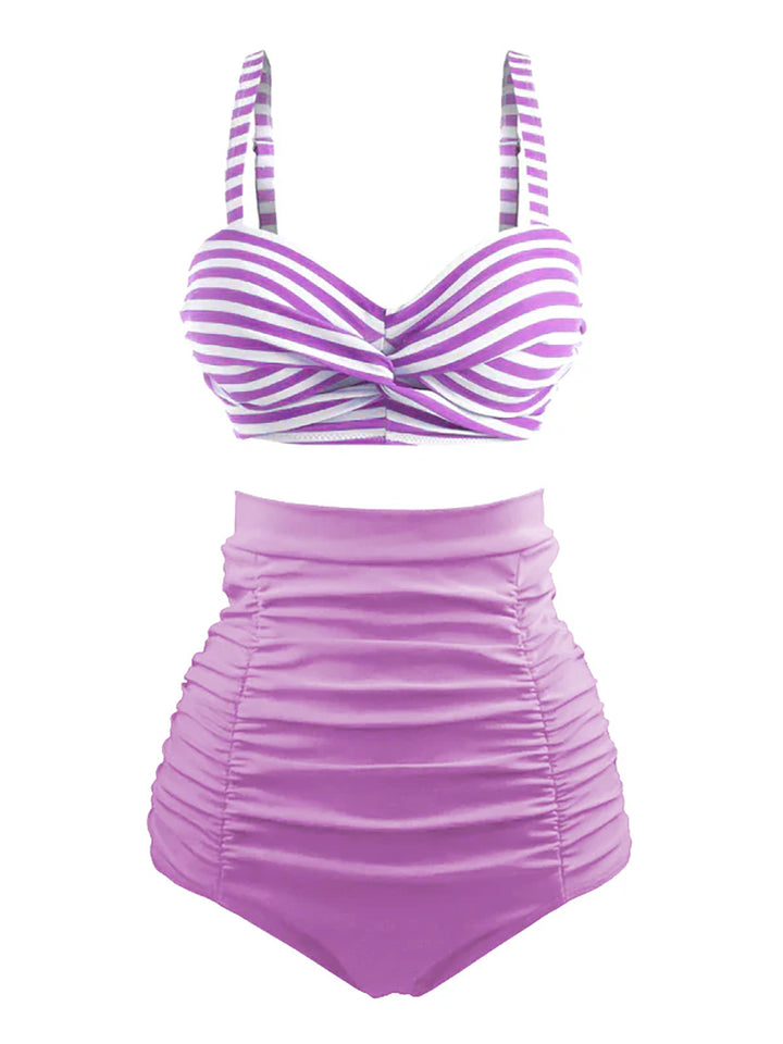 Striped Colorblock Vintage Bikini Set — vintage elegance for the modern woman