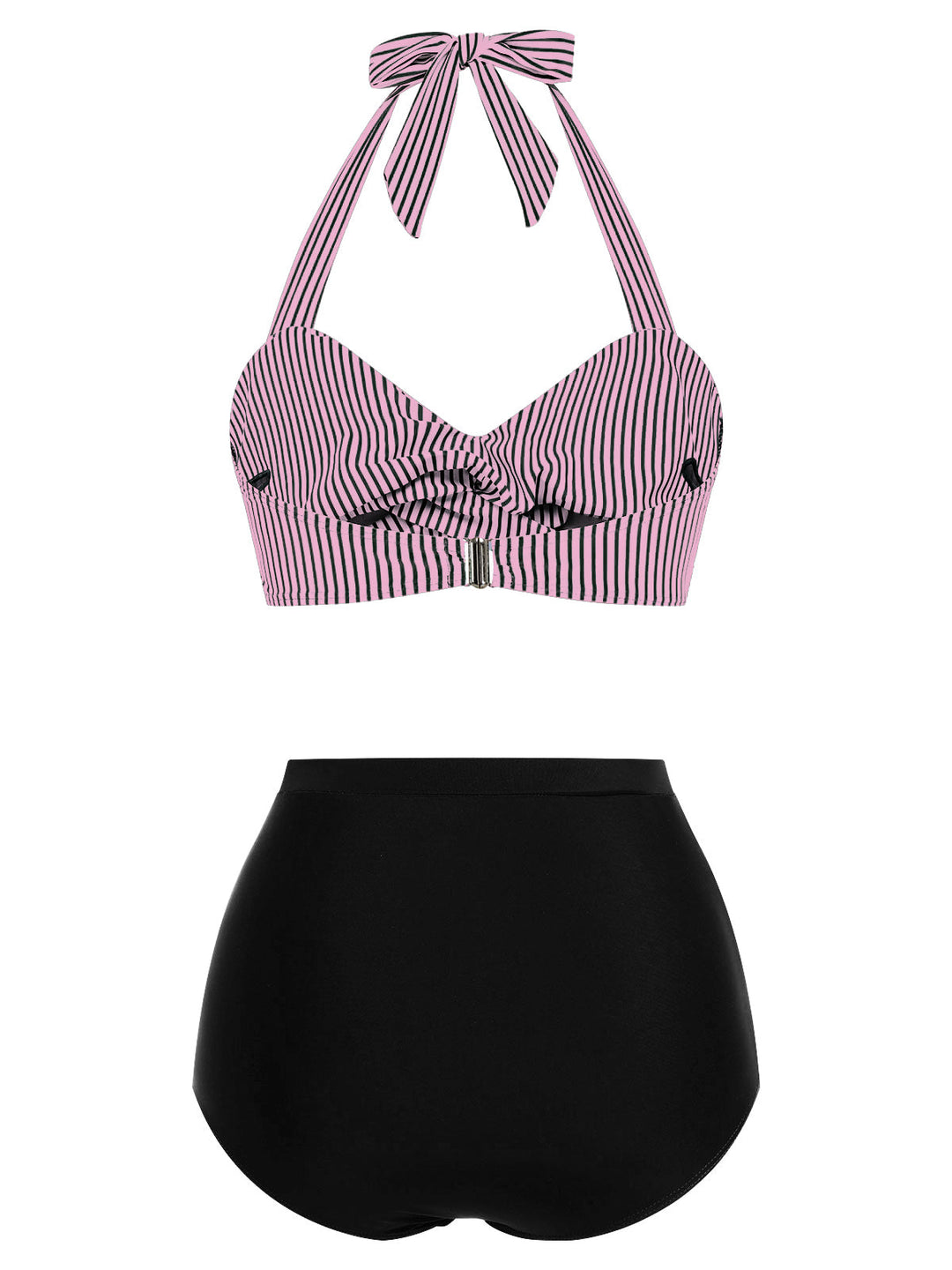 Striped Halter Swimsuit Set - vintage swimsuit, style