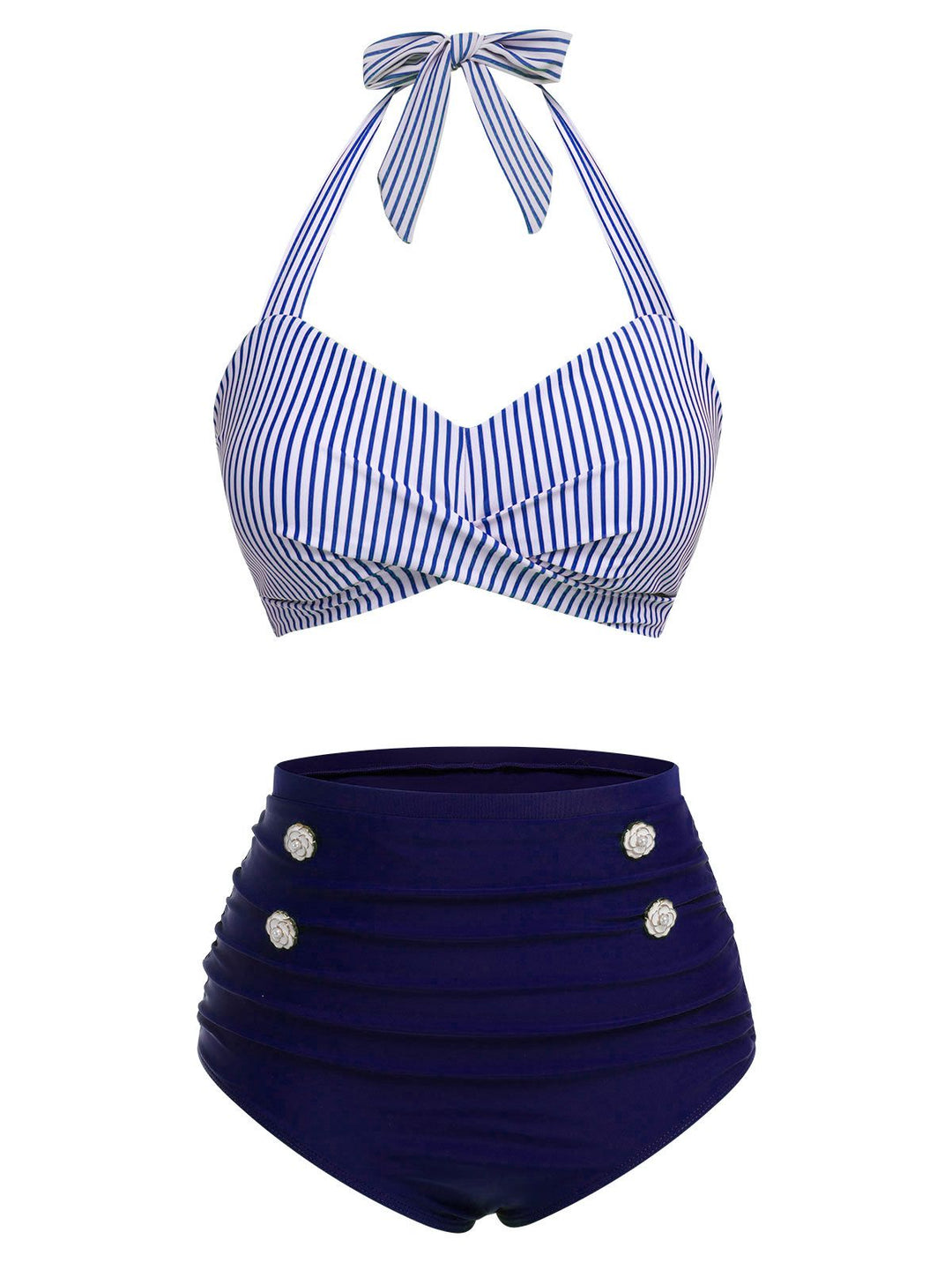 &amp; Striped Halter Swimsuit Set - vintage swimsuit, style