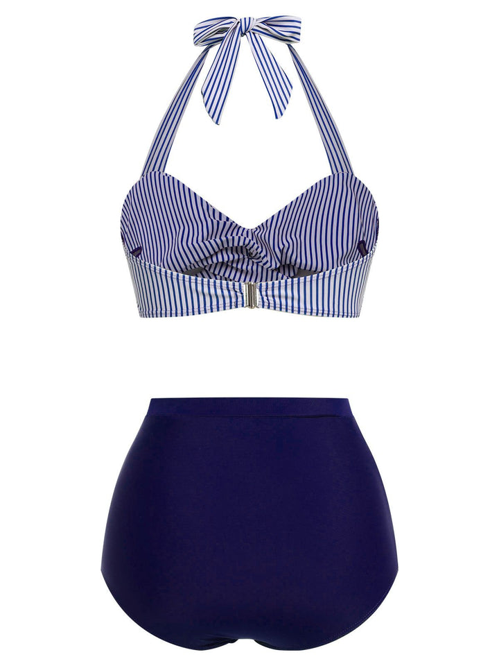 &amp; Striped Halter Swimsuit Set - vintage swimsuit, style