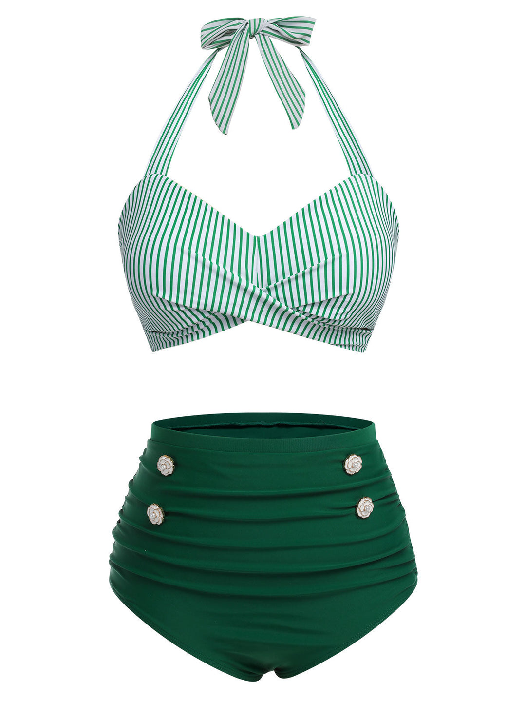 Striped Halter Swimsuit Set|| vintage swimsuit, retro beachwear