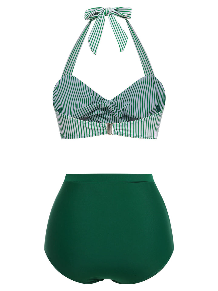 Striped Halter Swimsuit Set|| vintage swimsuit, retro beachwear