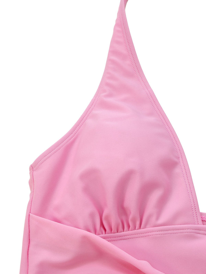 2PCS 1940s Deep V Halter Starfish One-Piece Swimsuit &amp; Cover-Up - vintage swimsuit, pin-up style