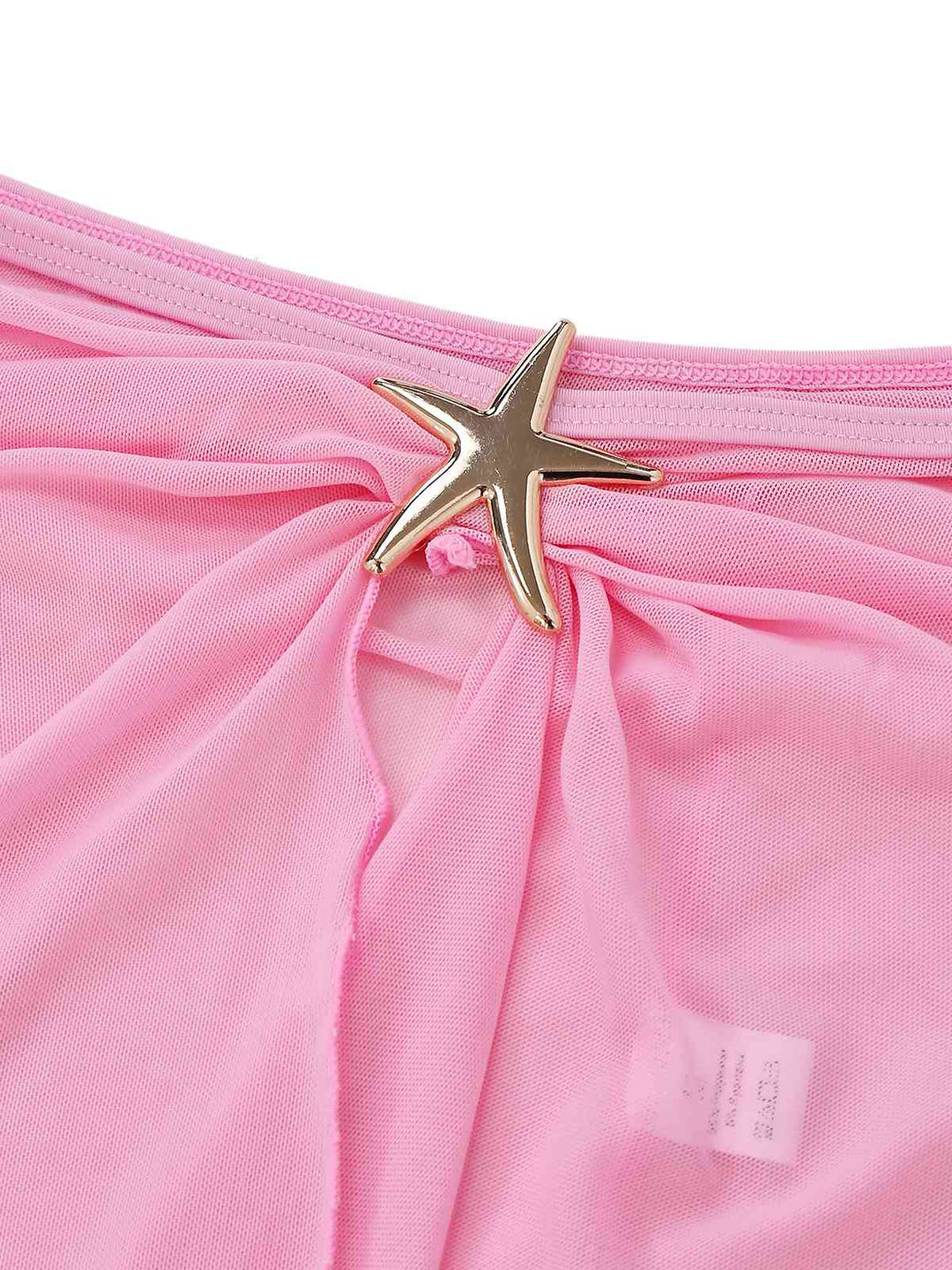 2PCS 1940s Deep V Halter Starfish One-Piece Swimsuit &amp; Cover-Up - vintage swimsuit, pin-up style