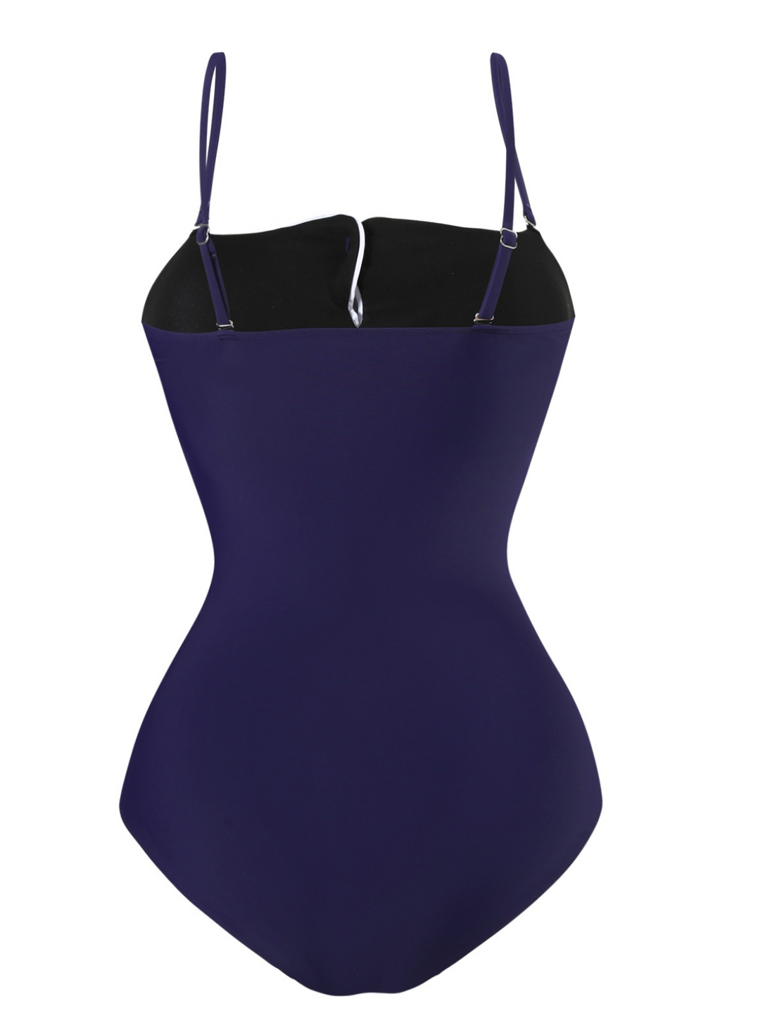 Dark Blue 1940s Button Spaghetti Strap One-piece Swimsuit - vintage swimsuit, pin-up style