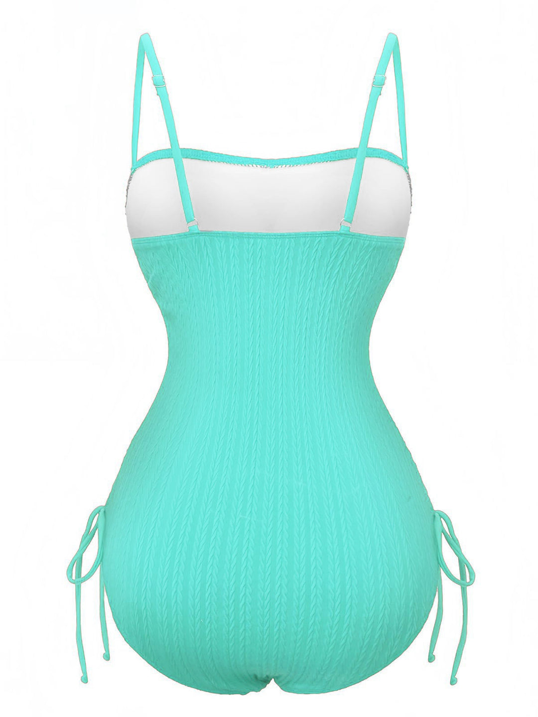 1940s Solid Ruched Spaghetti Strap One-Piece Swimsuit - vintage swimsuit, pin-up style