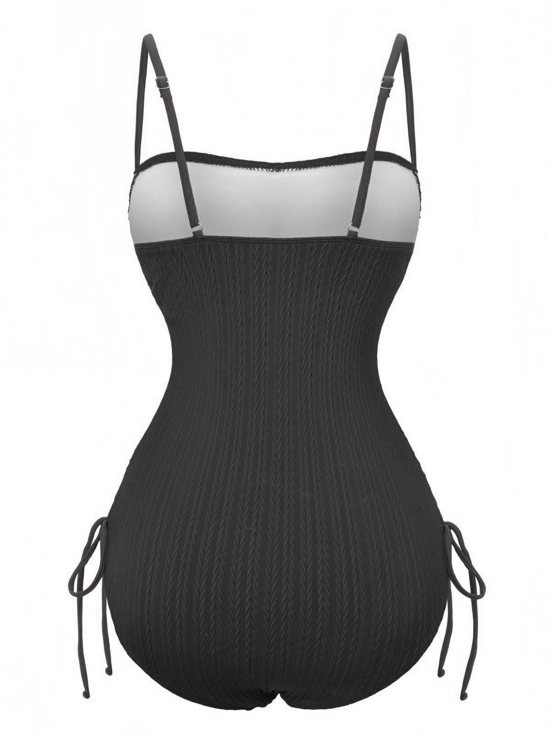 1940s Solid Ruched Spaghetti Strap One-Piece Swimsuit - vintage swimsuit, pin-up style