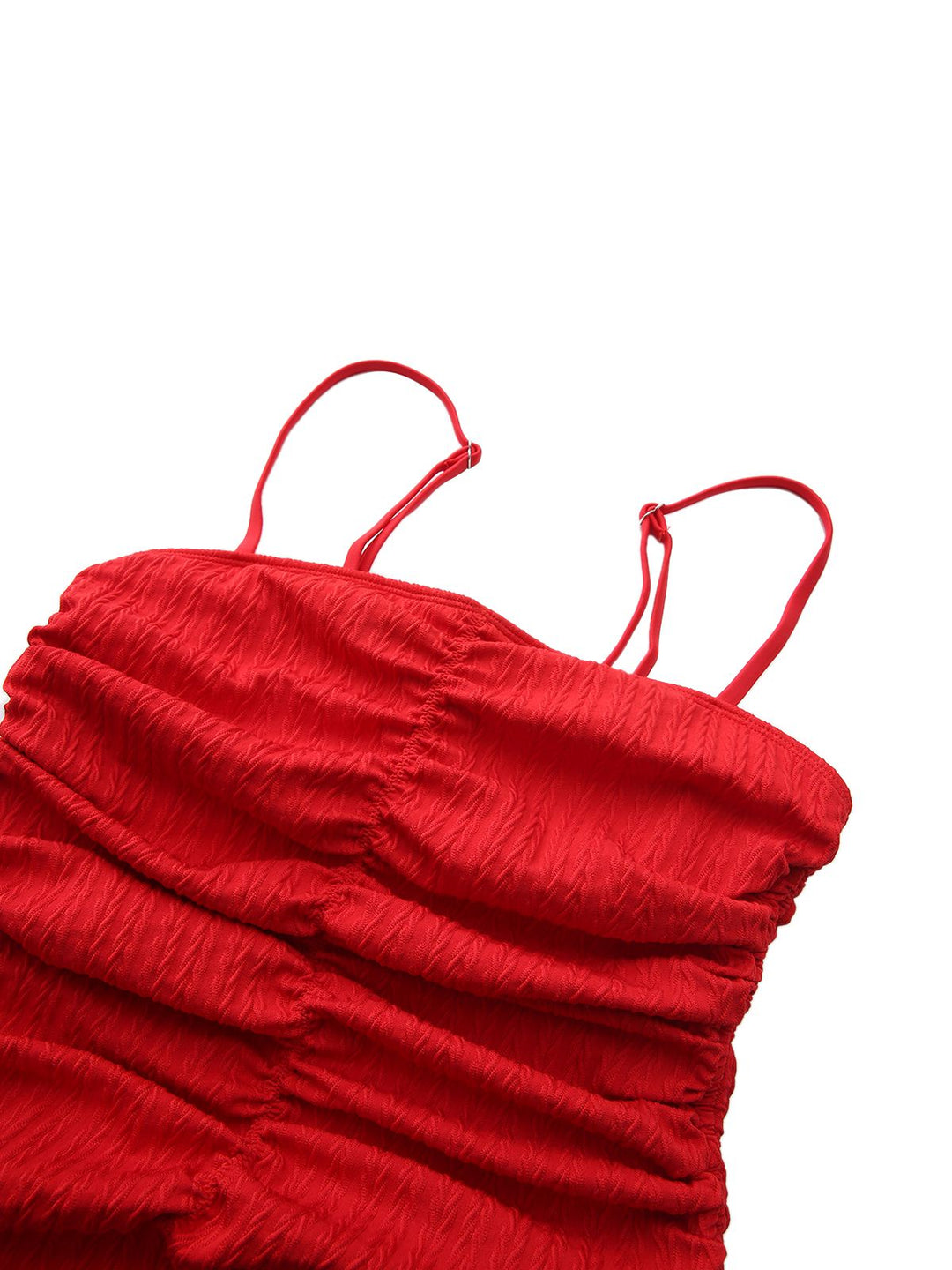 1940s Solid Ruched Spaghetti Strap One-Piece Swimsuit - vintage swimsuit, pin-up style