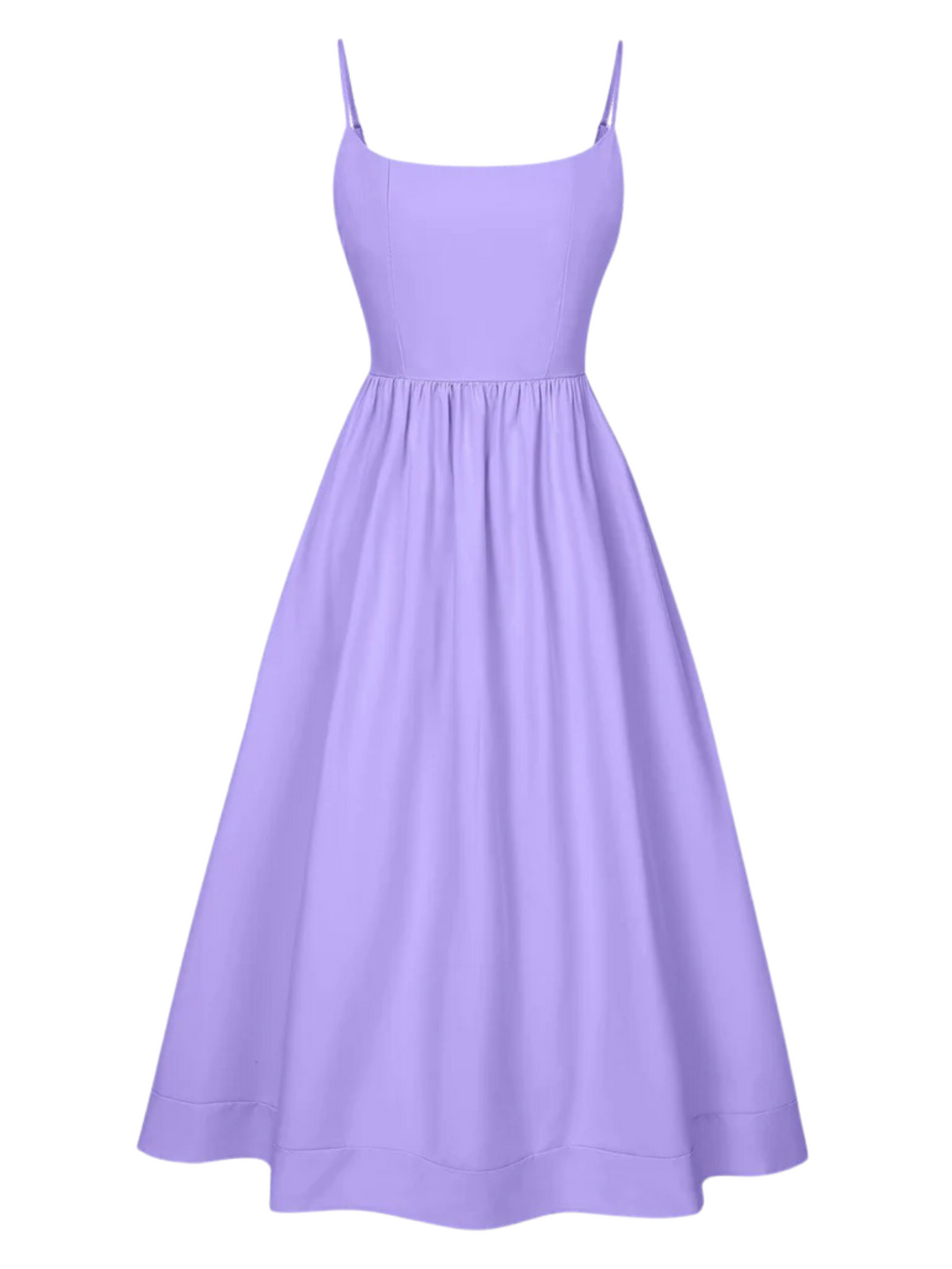 She slips into this 1940s U-Neck Spaghetti Strap Pleated Dress and suddenly it&