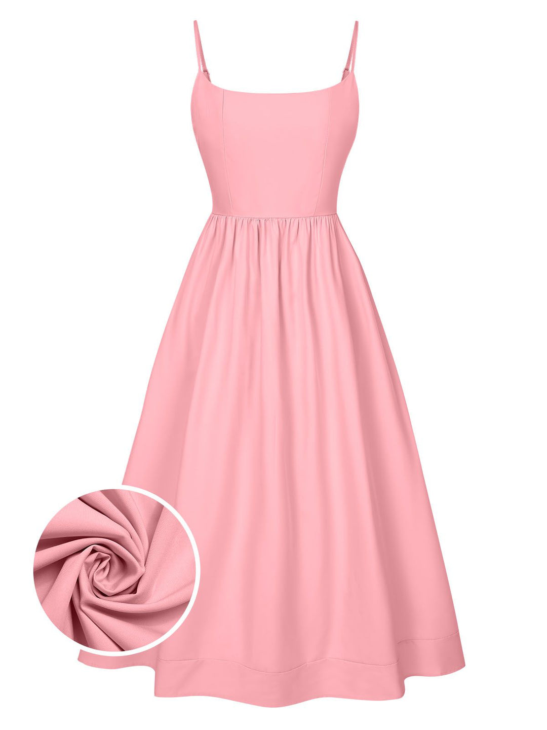 She slips into this 1940s U-Neck Spaghetti Strap Pleated Dress and suddenly it&