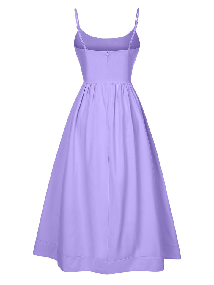 This 1940s U-Neck Spaghetti Strap Pleated Dress wraps her in 1940s elegance, one twirl at a time