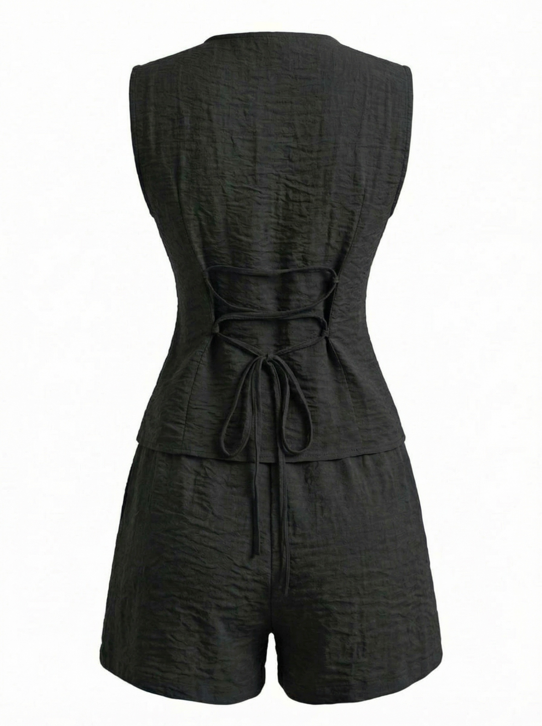 1940s V-Neck Lace-Up Vest &amp; Shorts Set - vintage fashion, retro style
