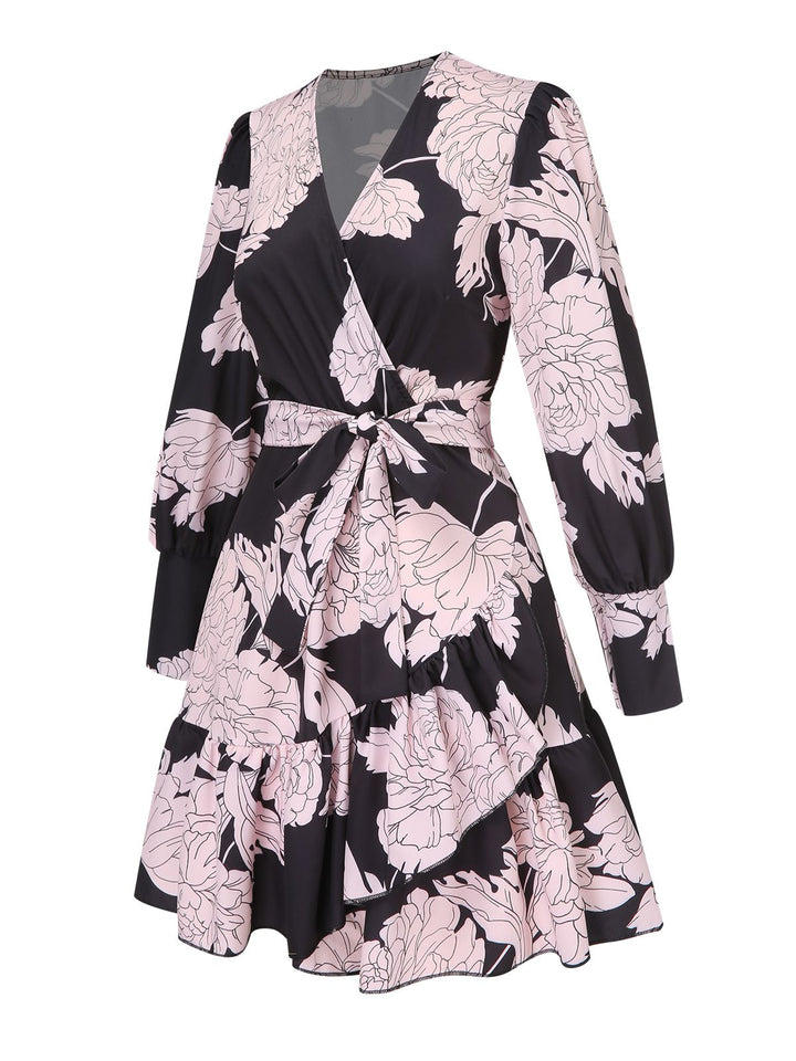 1940s V-Neck Peony Floral Belted Dress: where 1940s romance meets her modern spirit