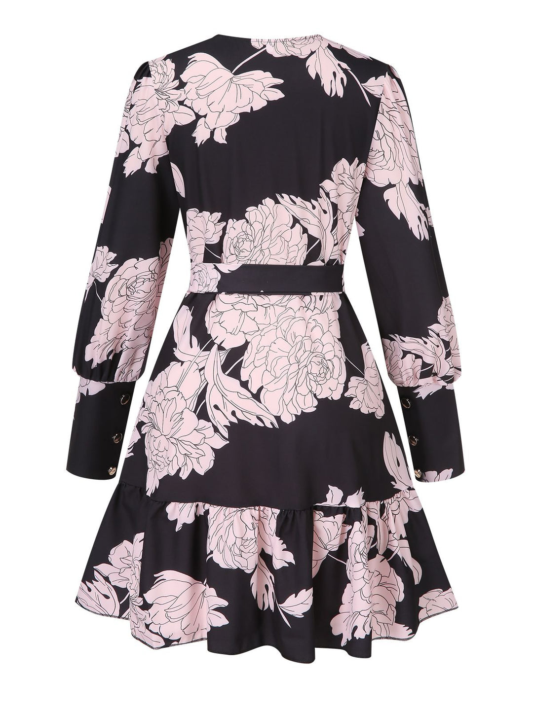 This 1940s V-Neck Peony Floral Belted Dress wraps her in 1940s elegance, one twirl at a time