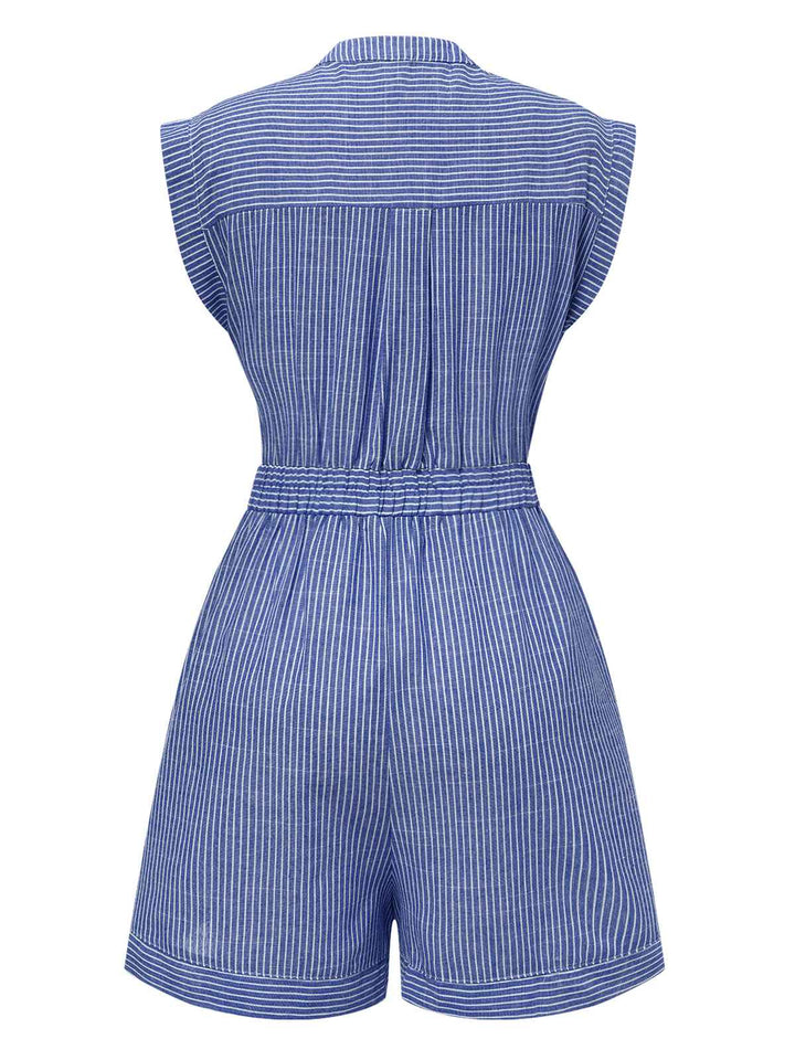 1940s VNeck Pockets Belted Stripe | 1940s | vintage romper, retro jumpsuit