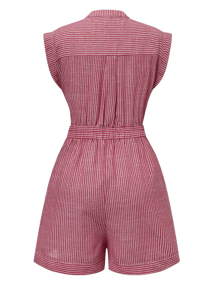 1940s VNeck Pockets Belted Stripe | 1940s | vintage romper, retro jumpsuit