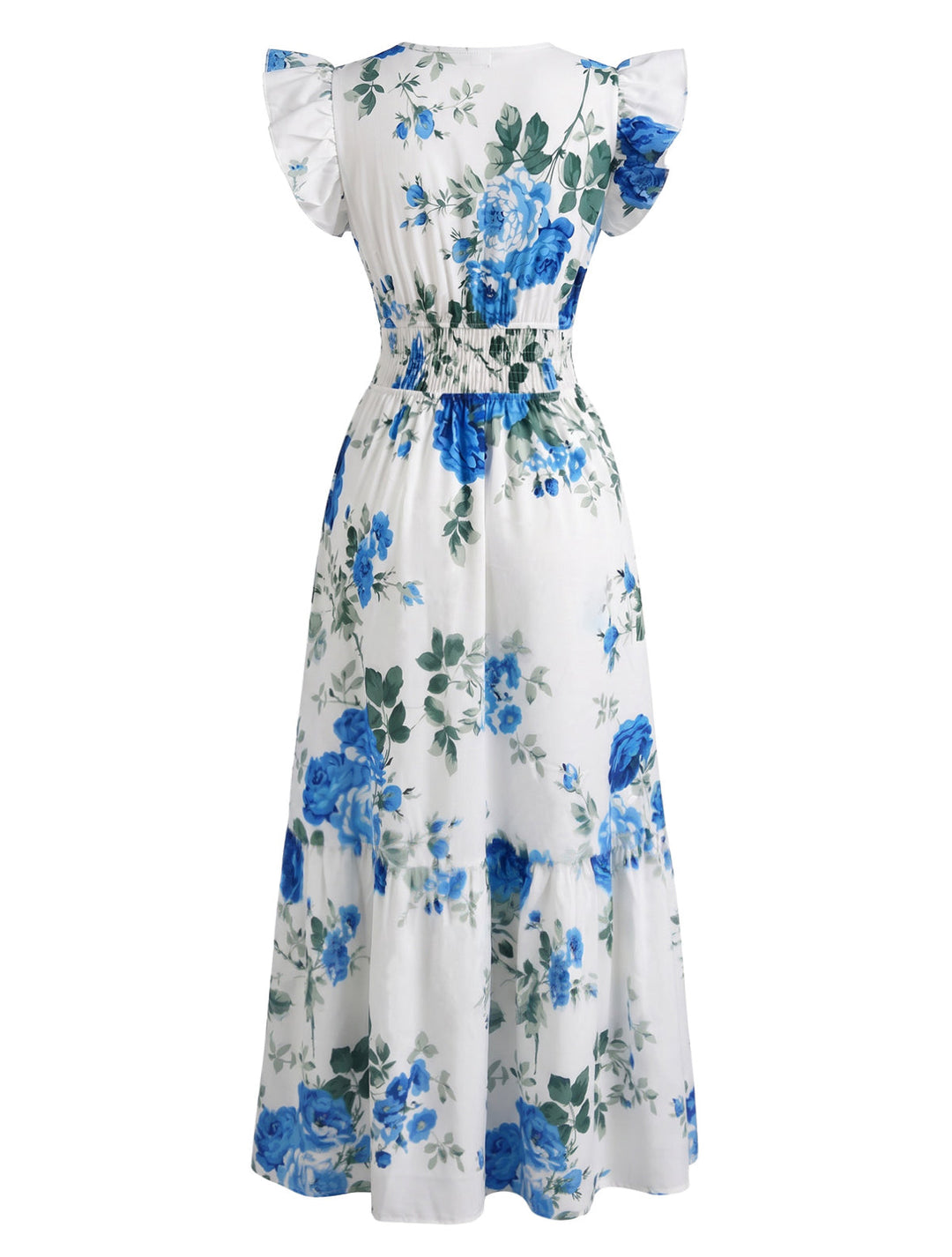 1940s Floral V Neck Ruffle Dress 5