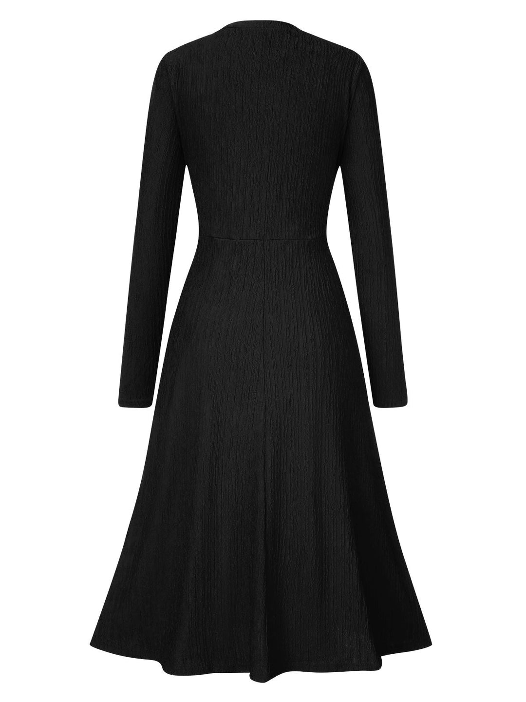 She slips into this 1940s V-Neck Wrap Waist A-Line Midi Dress and suddenly it&
