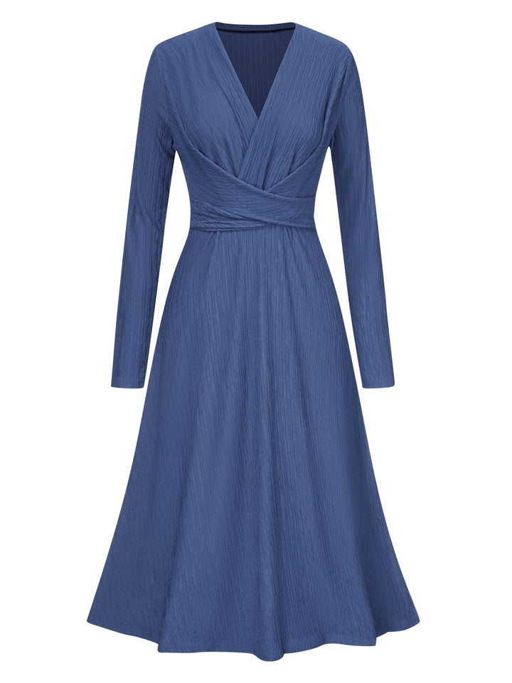 1940s V-Neck Wrap Waist A-Line Midi Dress — the kind of 1940s dress that makes strangers smile
