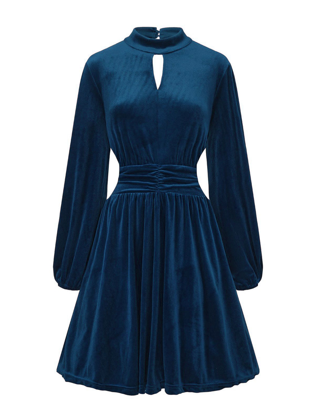 1940s Velvet Cutout Pleated Lantern Sleeve Dress - vintage dress, retro fashion