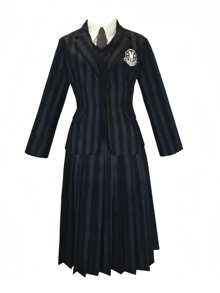 1940s Wednesday Academy Striped Uniform Costume Set - vintage fashion, retro style
