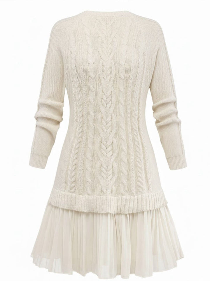 1940s Solid Cable Knit Pleated Hem Sweater Dress, vintage dress, retro fashion - perfect for women who love vintage and retro fashion