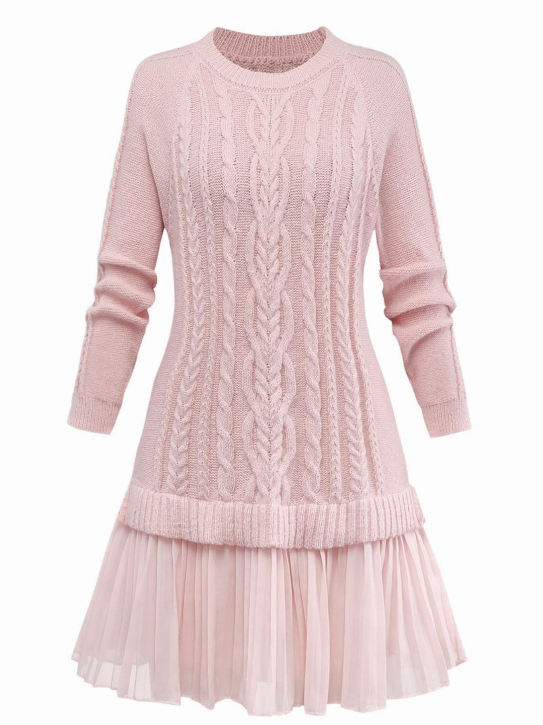 1940s Solid Cable Knit Pleated Hem Sweater Dress, vintage dress, retro fashion - perfect for women who love vintage and retro fashion