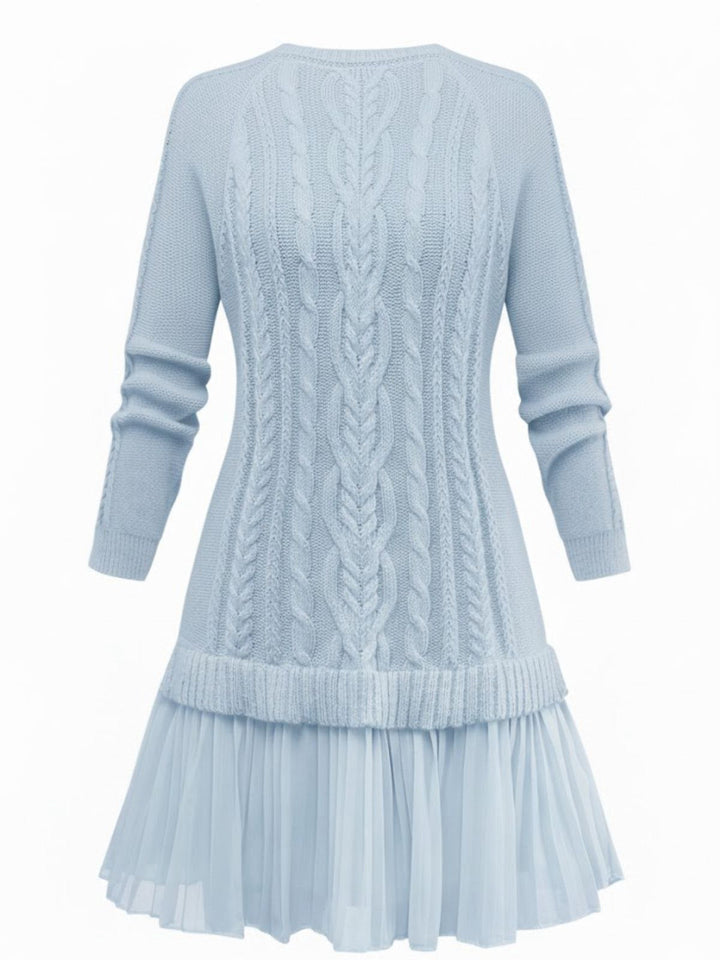 1940s Solid Cable Knit Pleated Hem Sweater Dress, vintage dress, retro fashion - perfect for women who love vintage and retro fashion