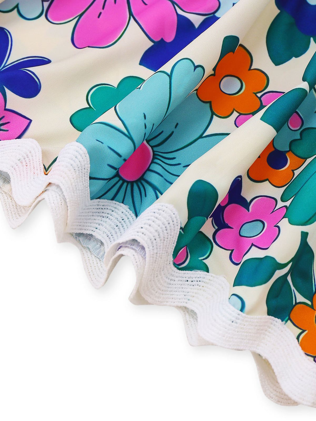 1940s Floral Ruffle Trim Spaghetti Strap Dress - vintage dress, retro fashion