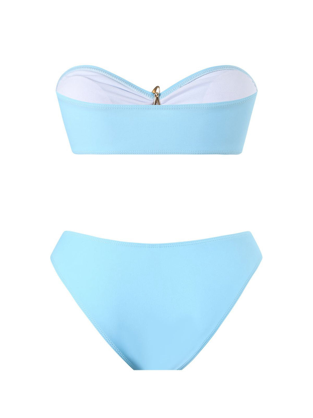 2PCS Blue 1950s Solid Starfish Bandeau Bikini Set &amp; Cover Up - vintage fashion, retro style