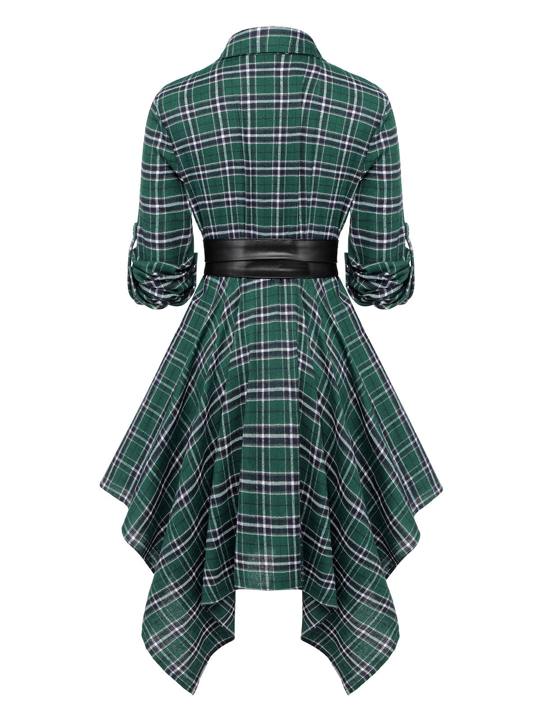 1950s 3/4 Sleeve Plaid Belt Dress: timeless style reimagined