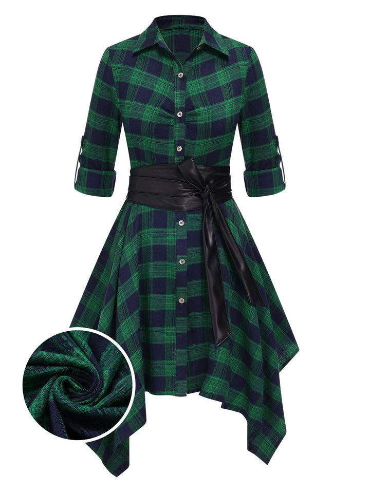 1950s Sleeve Plaid Belt Dress | 1950s | vintage dress, retro fashion