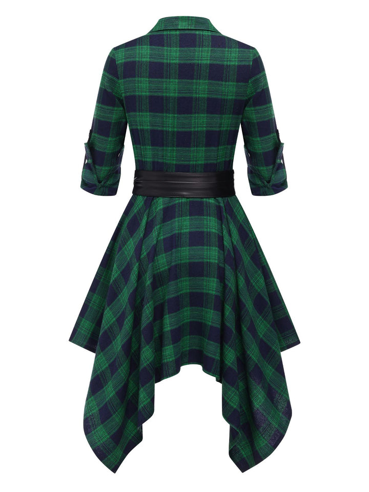 1950s Sleeve Plaid Belt Dress | 1950s | vintage dress, retro fashion
