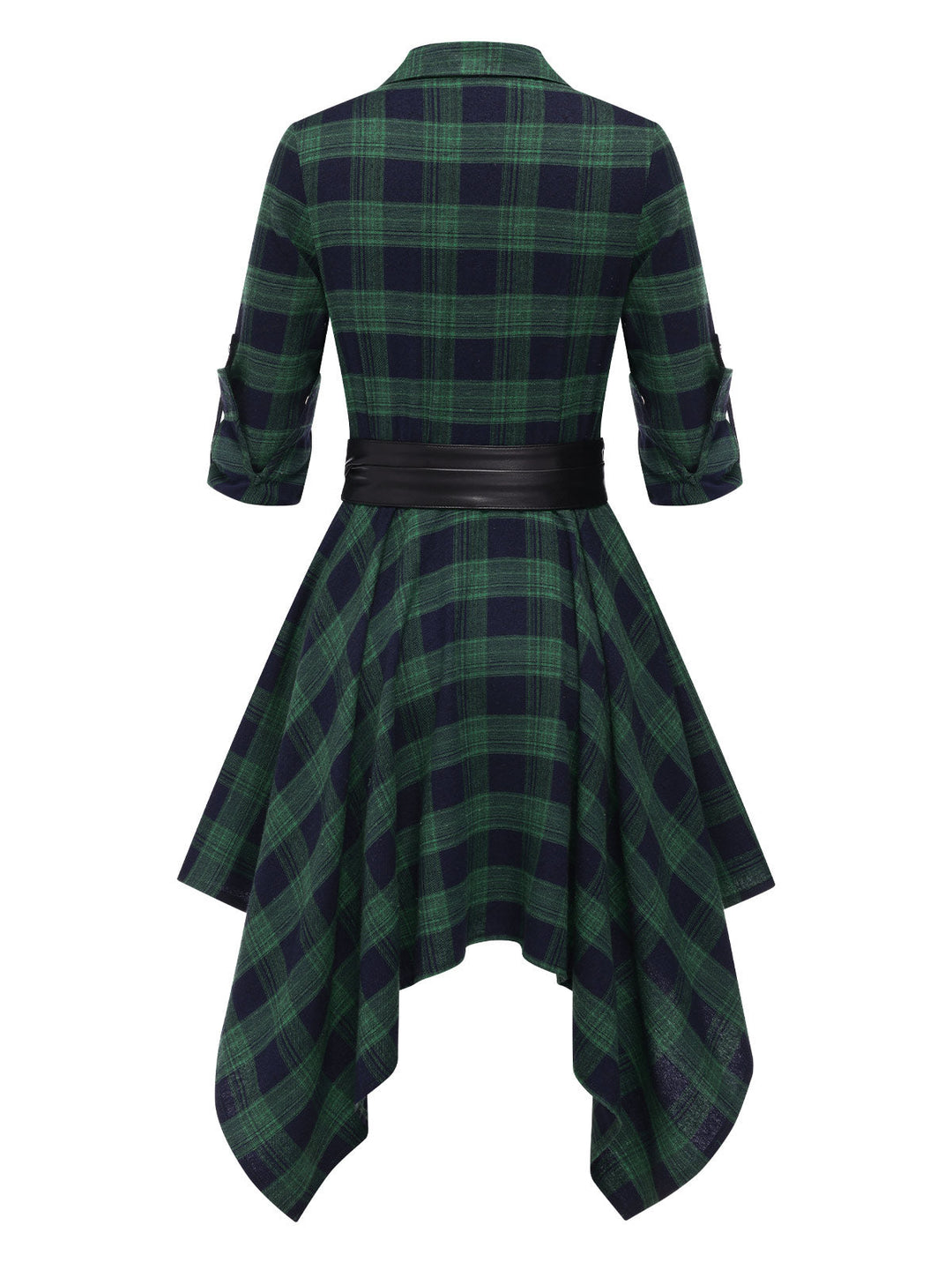 1950s 3/4 Sleeve Plaid Belt Dress — a 1950s silhouette that turns sidewalks into runways
