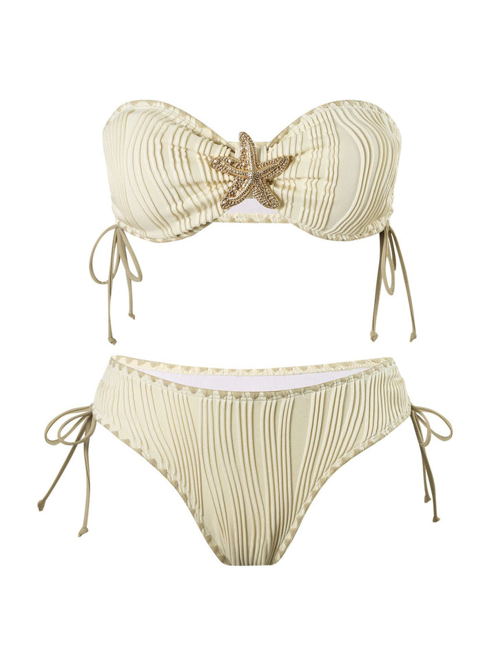 1950s Bandeau Sand-Ripple Jeweled Starfish Bikini Set - vintage fashion, retro style