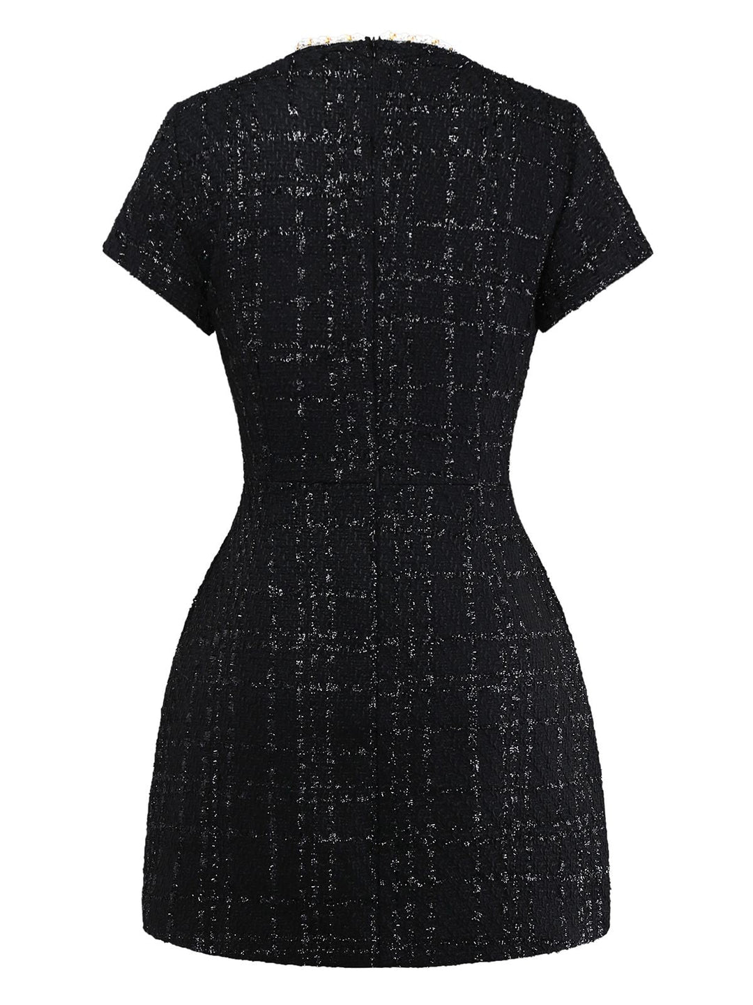 1950s Binding Pearl-Trimmed Collar Tweed Dress - vintage dress, retro fashion, rockabilly