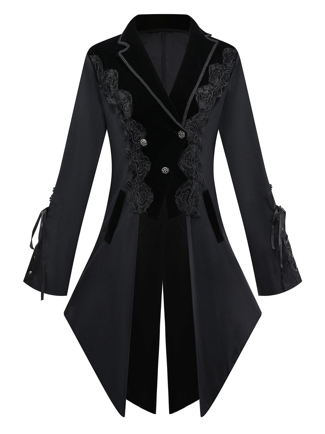 Black 1950s Embroidered Floral Victoiran Style Jacket - vintage fashion, retro style, classic black