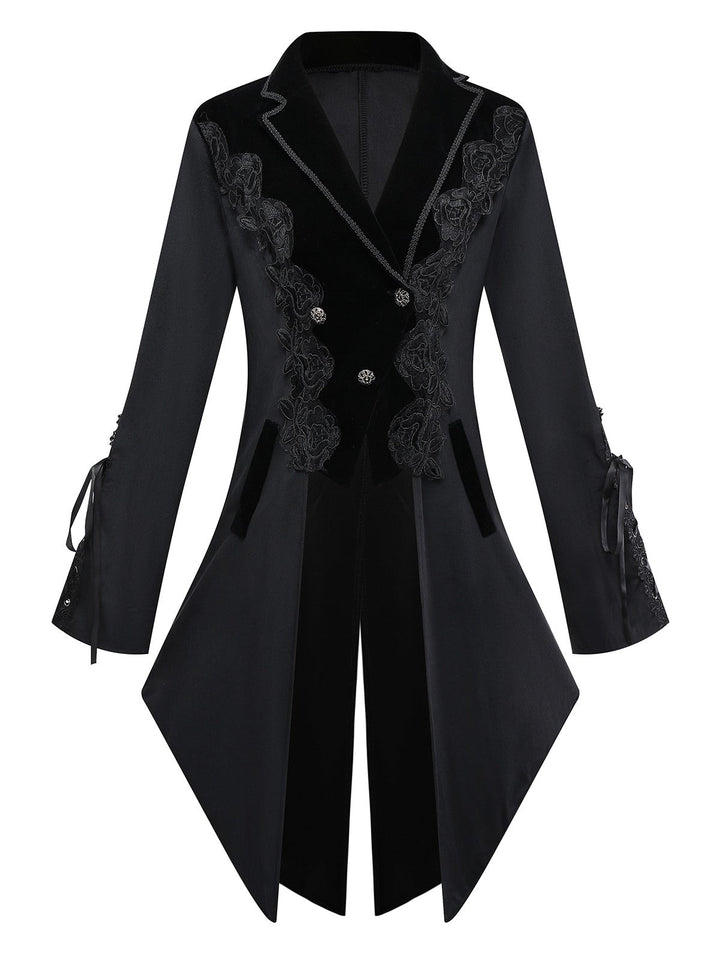 Black 1950s Embroidered Floral Victoiran Style Jacket - vintage fashion, retro style, classic black