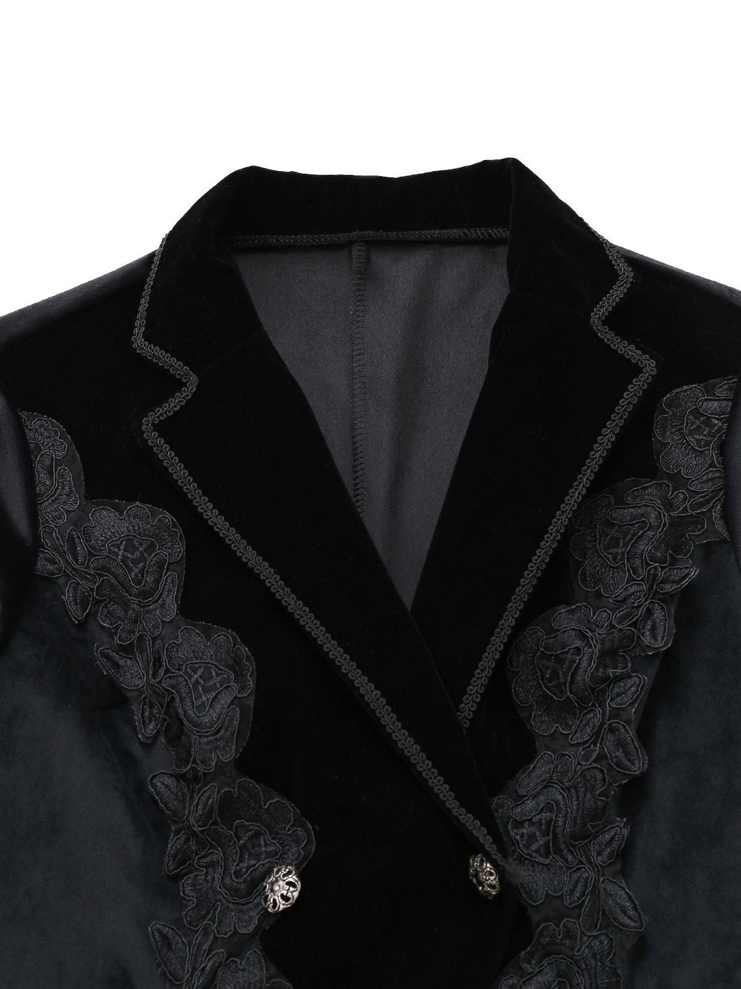 Black 1950s Embroidered Floral Victoiran Style Jacket - vintage fashion, retro style, classic black