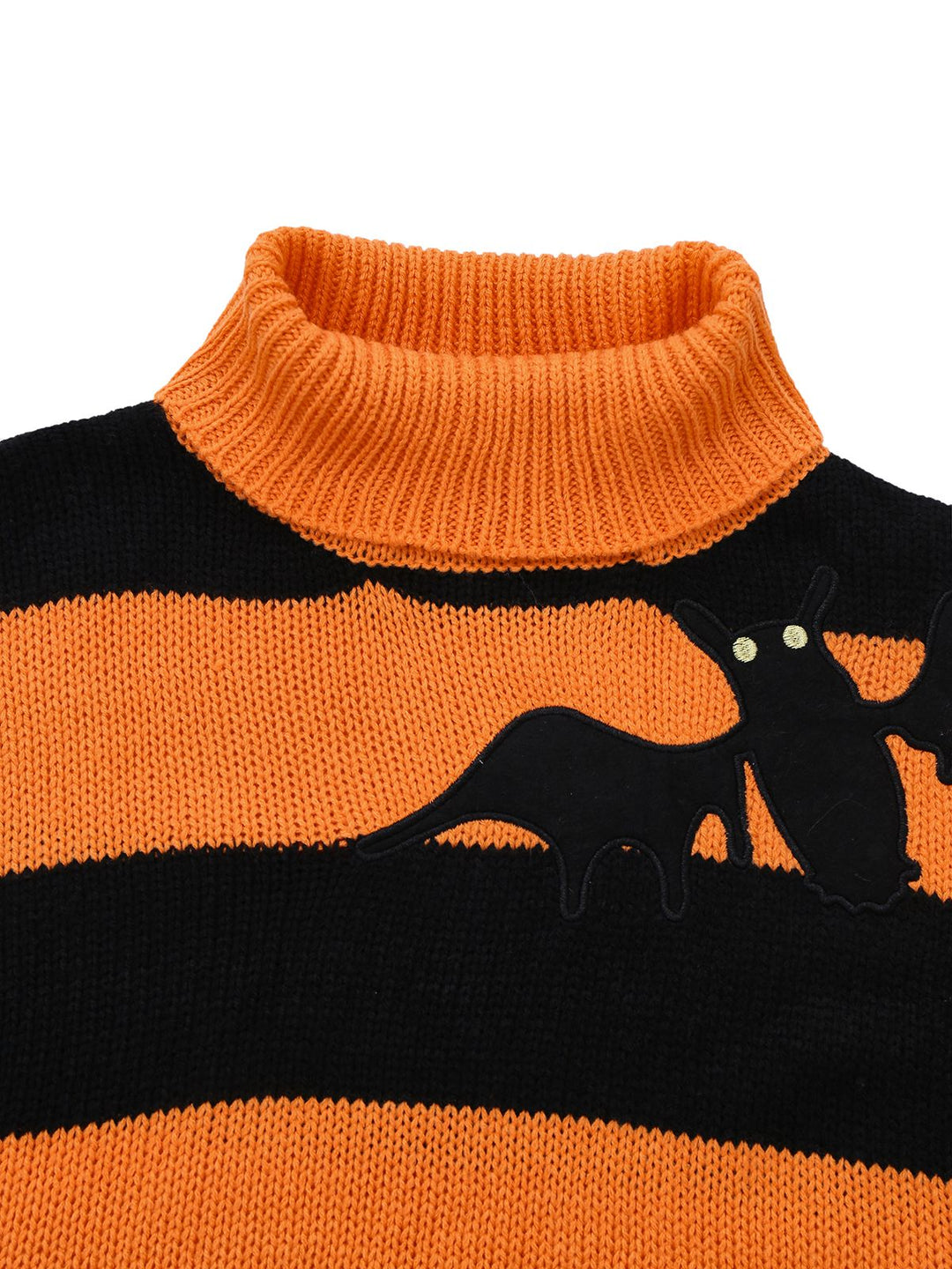Black &amp; Orange 1950s Halloween Bat Applique Knit Sweater - vintage fashion, retro style, classic black