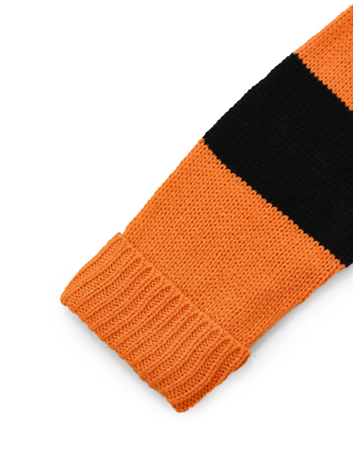 Black &amp; Orange 1950s Halloween Bat Applique Knit Sweater - vintage fashion, retro style, classic black